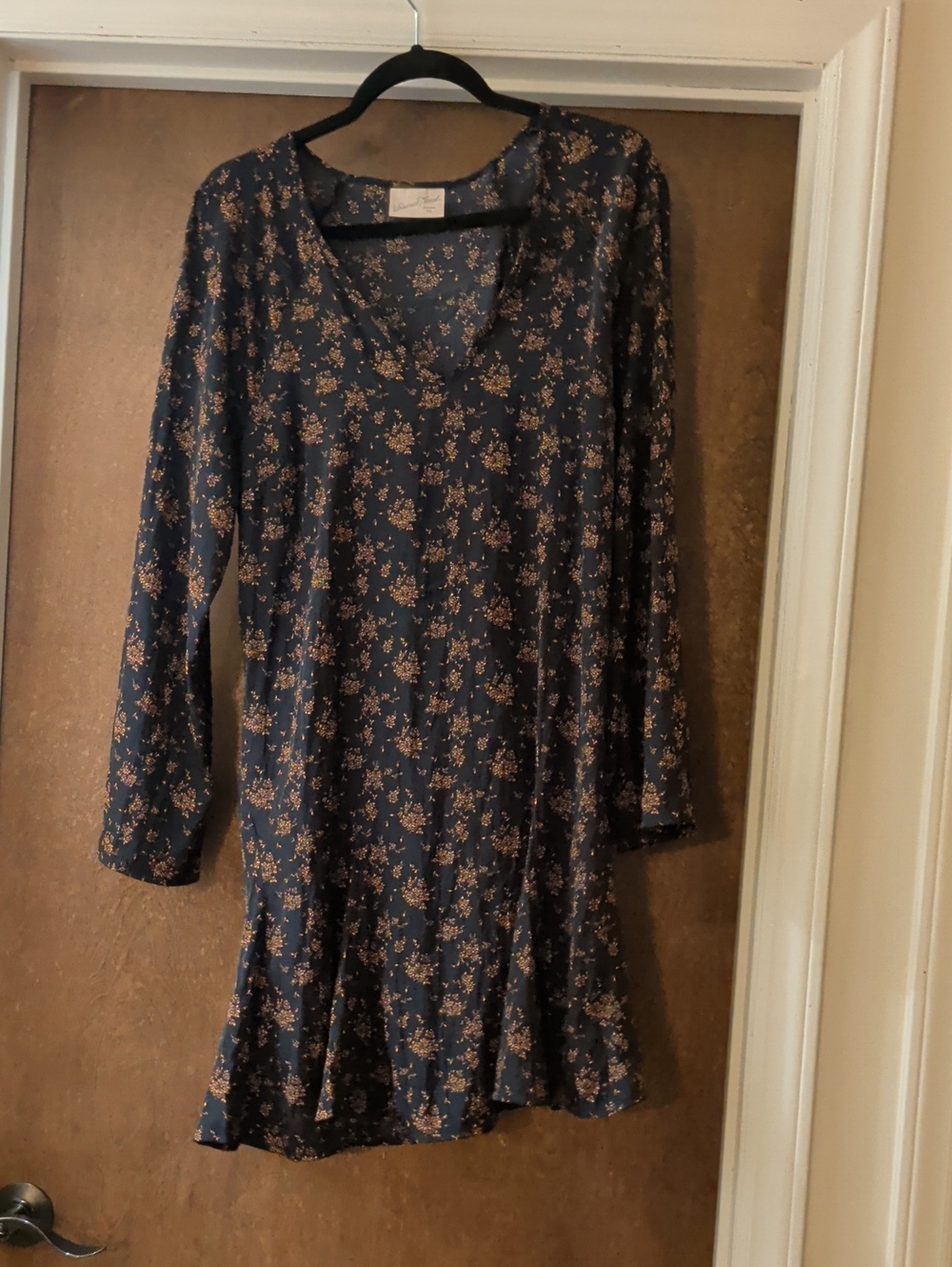 Universal Thread Navy Long Sleeve Floral Swing Dress